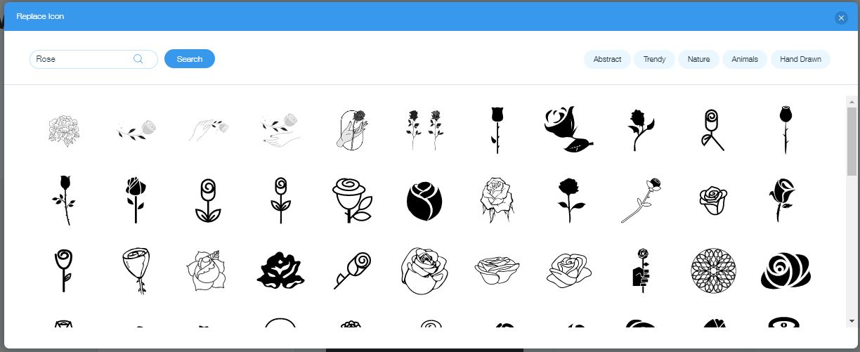 Captura de pantalla de Wix Logo Maker: iconos de Rose